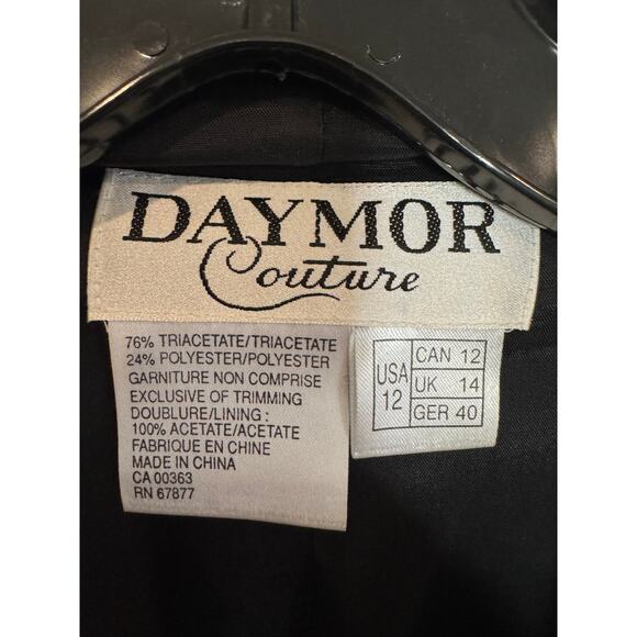 Vintage Daymor Couture Black Dress Suit Silver Embellished Evening Party - Picture 5 of 11